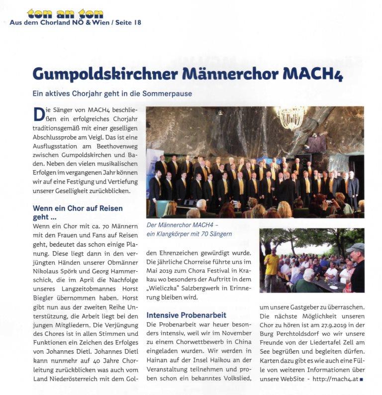MACH4 in der Zeitung des Chorverbandes