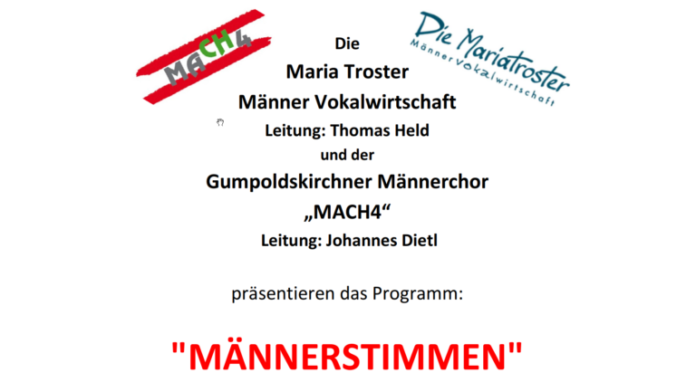 Einladung zum Konzert: MÄNNERSTIMMEN